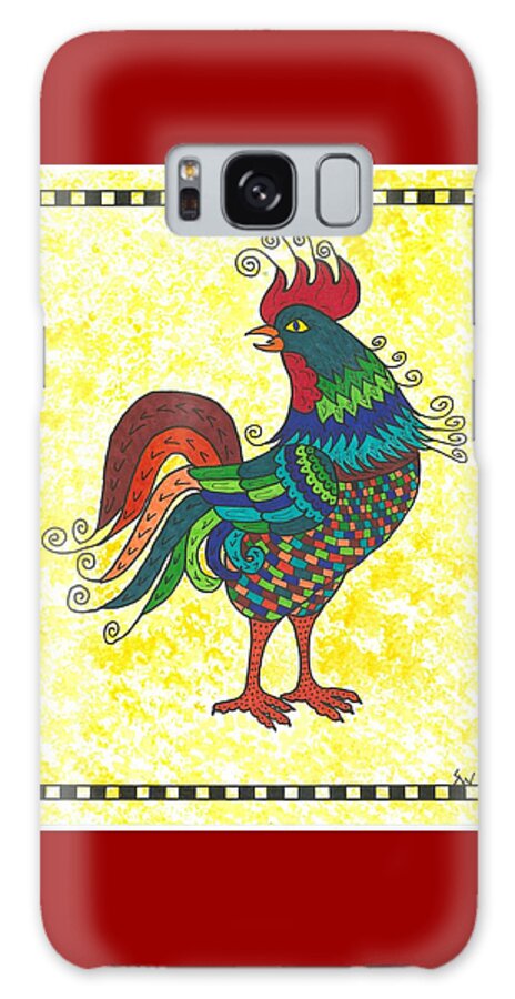 Chicken Galaxy Case featuring the painting Rooster Strutting his Stuff by Susie Weber