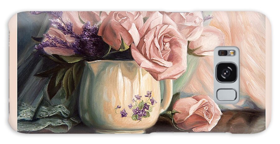 Still Life Galaxy Case featuring the painting Rose Roses by Lucie Bilodeau