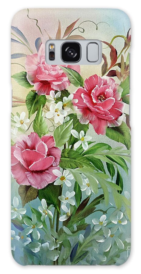Rose Painting Galaxy Case featuring the painting Roses and Daisies by Jimmie Bartlett