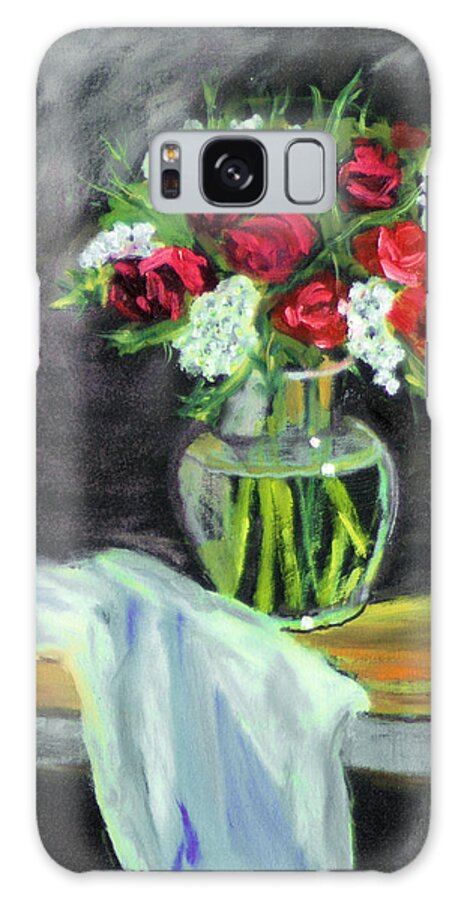 Rose Flower Vase Still Life Cloth Bouquet Galaxy S8 Case featuring the painting Roses for Mother's Day by Michael Daniels