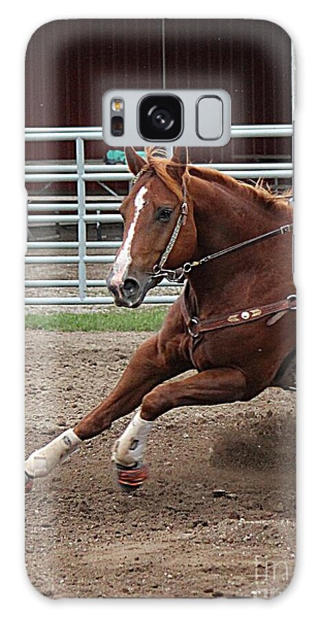 Barrel Race Galaxy Case featuring the photograph Rounding Third by Ann E Robson