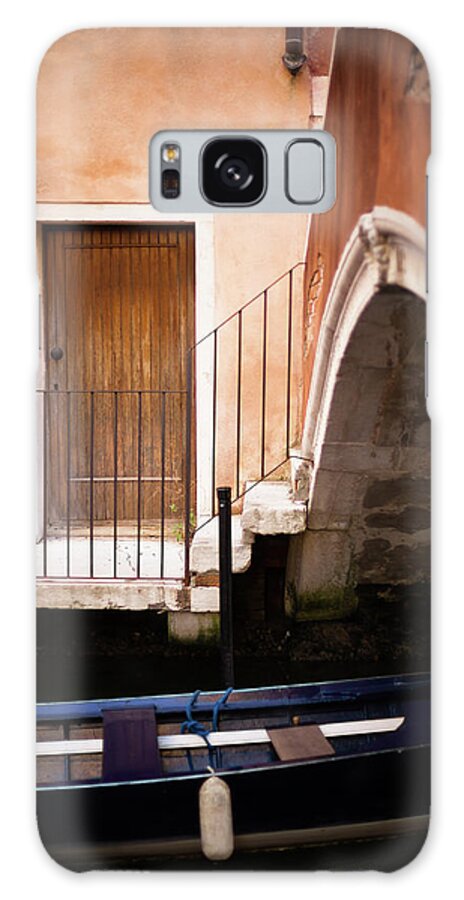 Steps Galaxy Case featuring the photograph Rowing Boat Moored Under Bridge by Halbergman