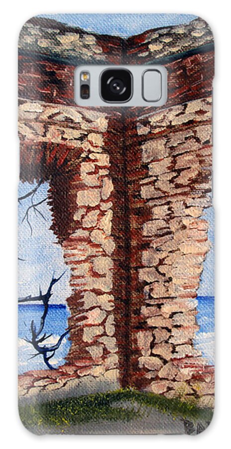 Aguadilla Galaxy Case featuring the painting Ruins of Aguadilla Lighthouse by Gloria E Barreto-Rodriguez