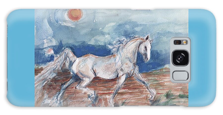 White Horse Galaxy Case featuring the painting Running horse by Mary Armstrong