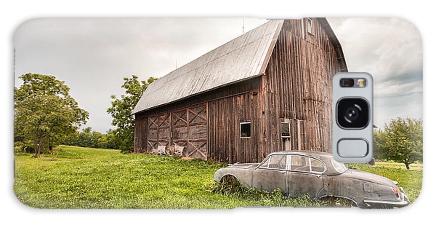 Old Car Galaxy Case featuring the photograph Rustic Art - Old Car and Barn by Gary Heller