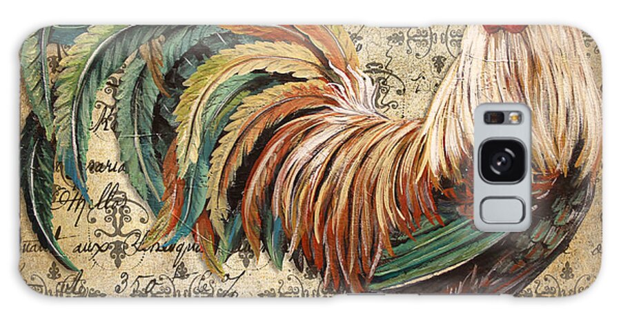 Acrylic Painting Galaxy Case featuring the painting Rustic Rooster-JP2120 by Jean Plout