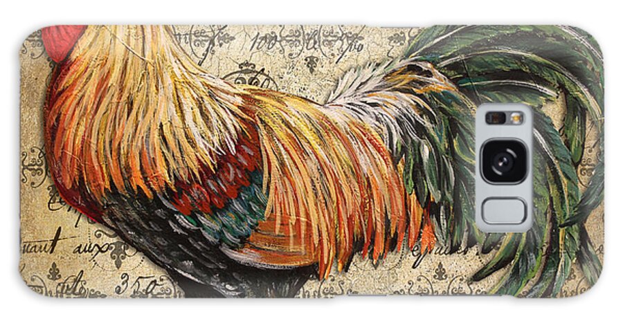 Acrylic Painting Galaxy Case featuring the painting Rustic Rooster-JP2121 by Jean Plout
