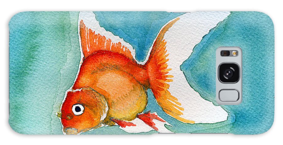 Ryukin Goldfish Galaxy Case featuring the painting Ryukin Goldfish by Katherine Miller