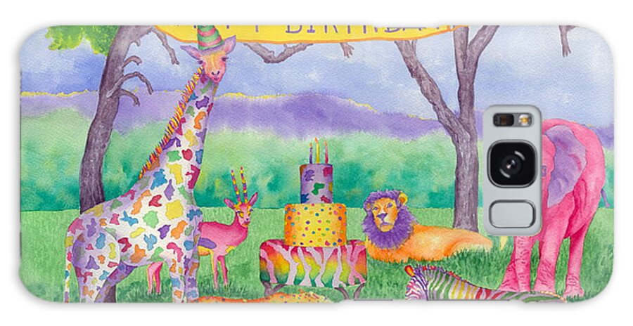 Giraffe Galaxy Case featuring the painting Safari Party by Rhonda Leonard