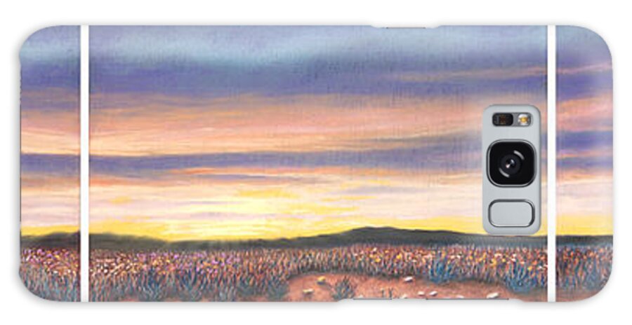 Sagebrush Galaxy Case featuring the pastel Sagebrush Sunset Triptych by Michael Heikkinen