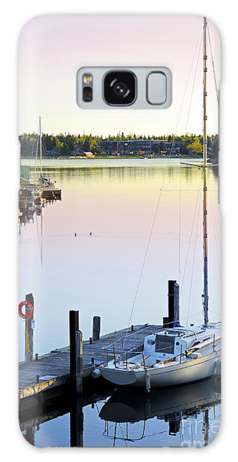 Boat Galaxy Case featuring the photograph Sailboat at sunrise by Elena Elisseeva