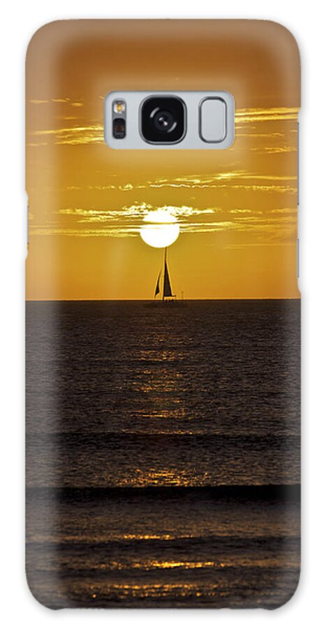 Aruba Galaxy S8 Case featuring the photograph Sailing at Sunset by David Letts