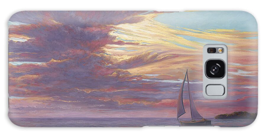 Sailboat Galaxy Case featuring the painting Sailing Away by Lucie Bilodeau