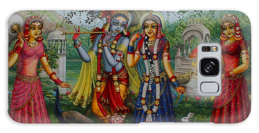 Krishna Galaxy Case featuring the painting Sakhi Yugal by Vrindavan Das