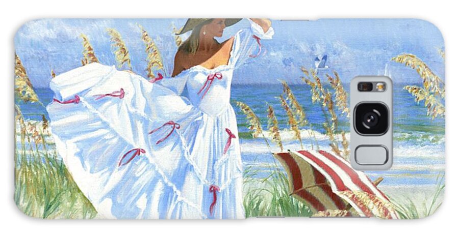 Woman On Beach Galaxy Case featuring the painting Salt Aire Blues by Candace Lovely