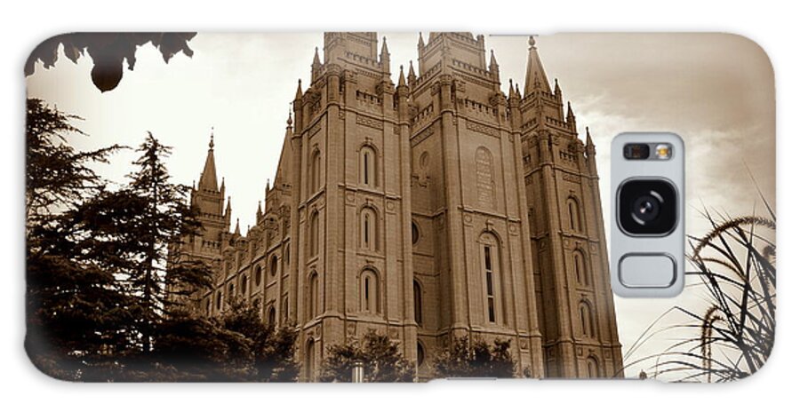 Salt Lake City Galaxy Case featuring the photograph Salt Lake City LDS Temple Sepia by Nathan Abbott