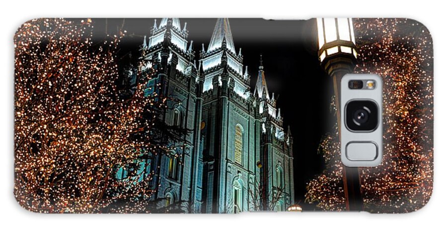 Lds Temple Galaxy Case featuring the photograph Salt Lake City Mormon Temple Christmas Lights by Gary Whitton