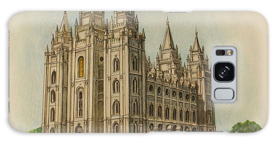 Salt Lake City Temple Galaxy Case featuring the drawing Salt Lake City Temple II by Christine Jepsen