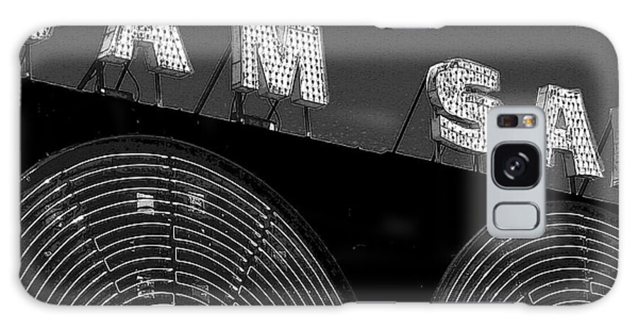 Black And White Galaxy S8 Case featuring the photograph Sam the Record Man at night by Nina Silver
