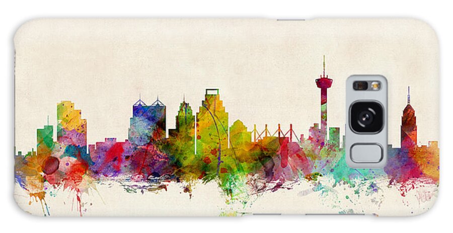 Watercolour Galaxy Case featuring the digital art San Antonio Texas Skyline by Michael Tompsett
