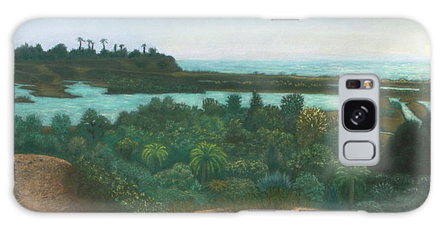 San Elijo Galaxy Case featuring the pastel San Elijo Lagoon by Michael Heikkinen