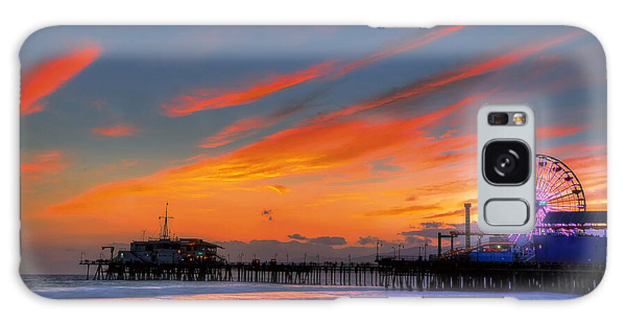 Santa Monica Pier Galaxy Case featuring the photograph Santa Monica Pier at Dusk by Eddie Yerkish