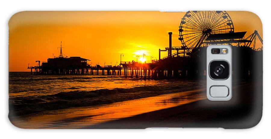 America Galaxy Case featuring the photograph Santa Monica Pier California Sunset Photo by Paul Velgos