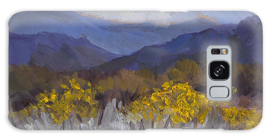 Desert Galaxy Case featuring the painting Santa Rosa Mountains and Desert Marigolds by Diane McClary