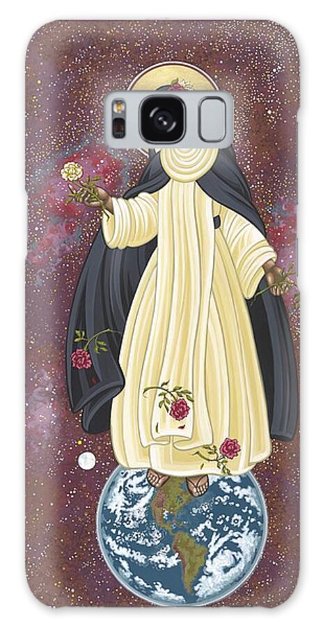 Santa Rosa Of The Cosmos Galaxy Case featuring the painting Santa Rosa Patroness of the Americas 166 by William Hart McNichols