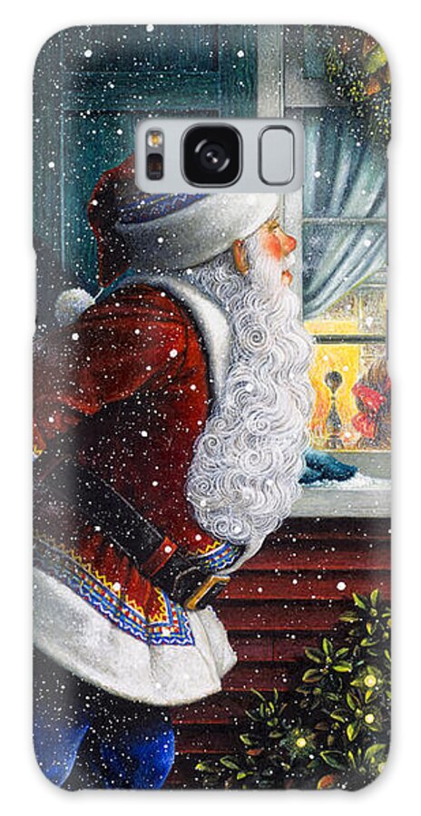 Santa Claus Galaxy Case featuring the painting Santa's at the Window by Lynn Bywaters