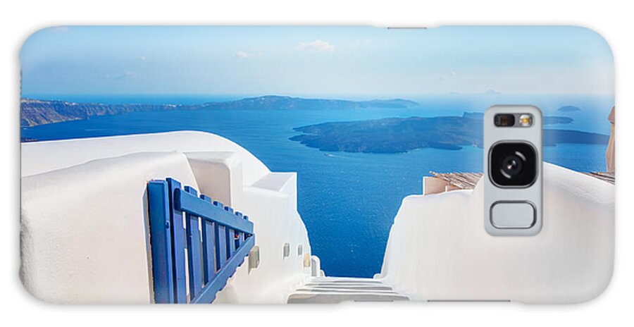 Greece Galaxy Case featuring the photograph Santorini Greece stairs to Aegean Sea by Michal Bednarek