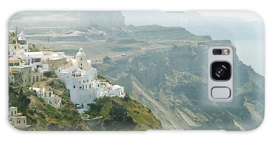 Santorini Greece Cliff Top White Buildings Galaxy Case featuring the photograph Santorini by Susie Rieple