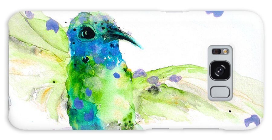 Hummingbird Galaxy Case featuring the painting Sapphire by Dawn Derman