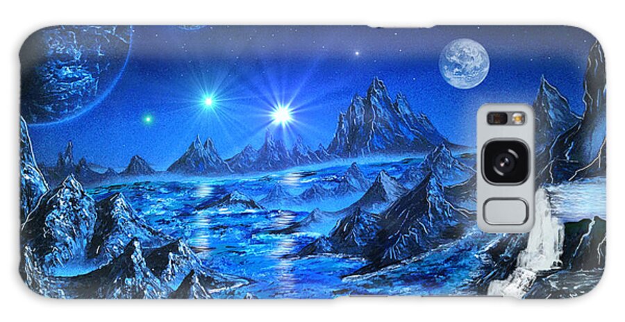 Space Art Galaxy S8 Case featuring the painting Sapphire Planet by Michael Rucker