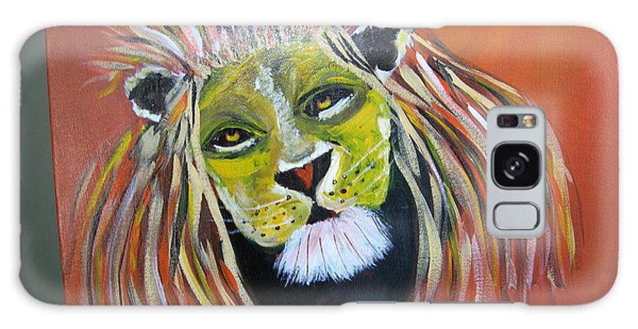 Majestic African Compassionate Gentle Strong Whimsical Reddish-orange Gold Galaxy Case featuring the painting Savannah Lord by Sharyn Winters