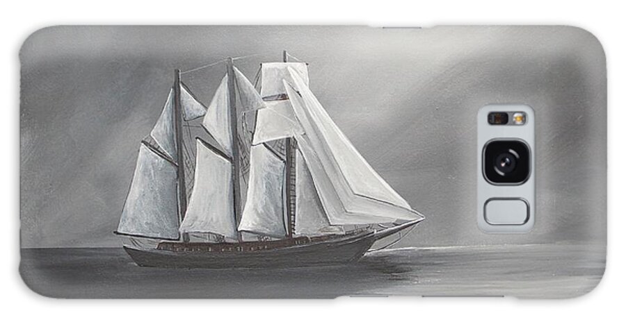 Sailing Ship Galaxy Case featuring the painting Schooner Moon by Virginia Coyle