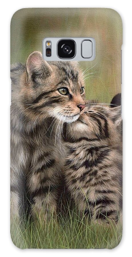 Scottish Wildcat Galaxy Case featuring the painting Scottish Wildcats Painting - In Support of the Scottish Wildcat Haven Project by Rachel Stribbling