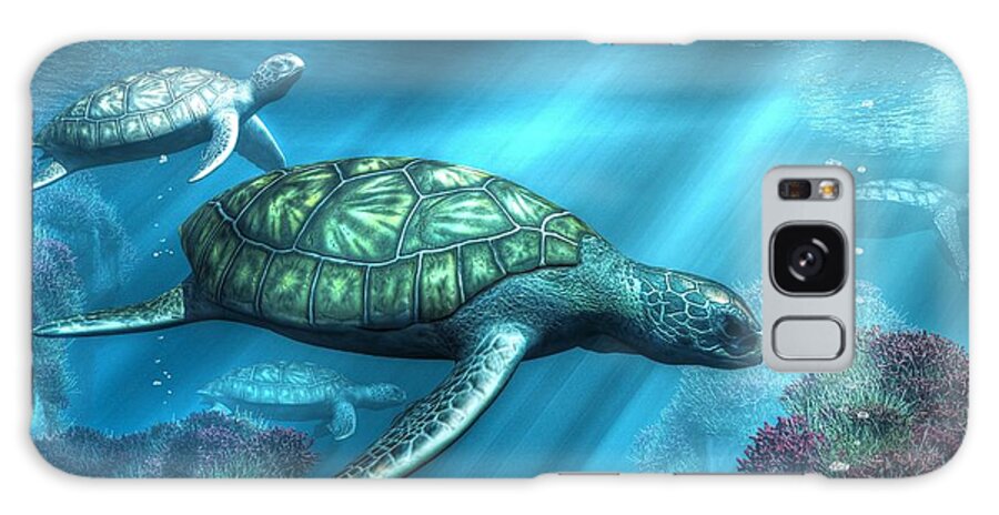 Sea Turtles Galaxy Case featuring the digital art Sea Turtles by Daniel Eskridge