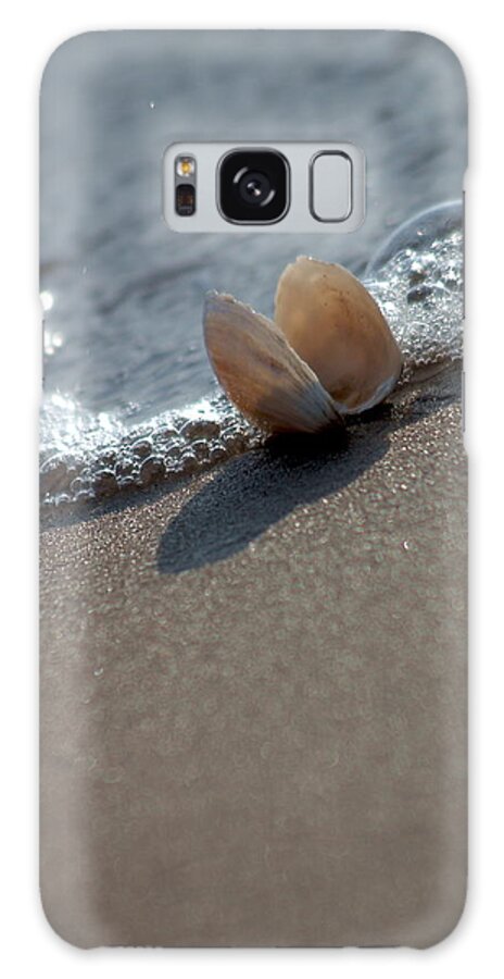 Outdoor Galaxy Case featuring the photograph Seashell On The Coast With Wave by Raimond Klavins