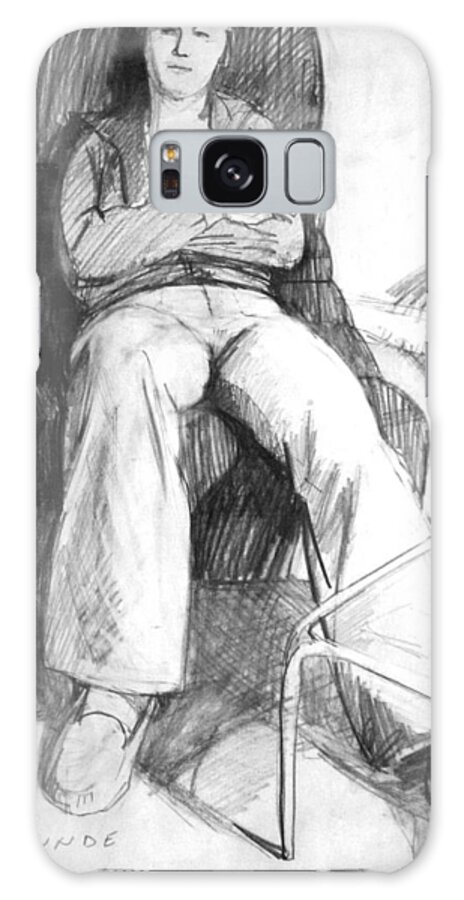 Drawing Of Seated Woman Galaxy Case featuring the drawing Seated woman by Mark Lunde