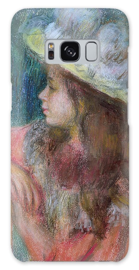 Renoir Galaxy Case featuring the painting Seated Young Girl in a White Hat by Pierre Auguste Renoir