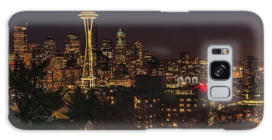 Seattle Galaxy Case featuring the photograph Seattle Night Lights by Gene Garnace