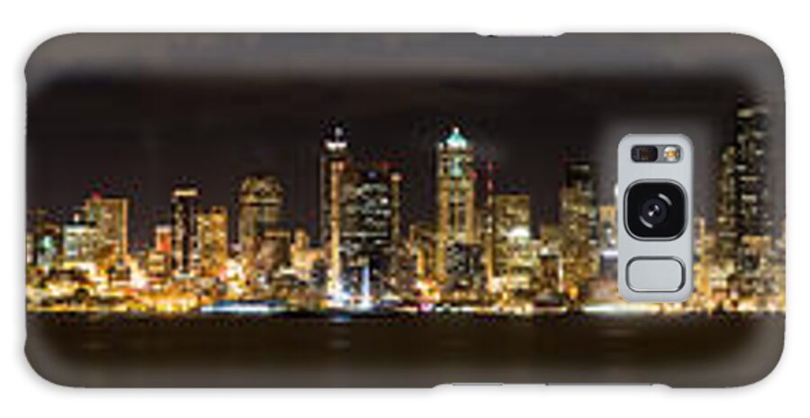 Seattle Galaxy Case featuring the photograph Seattle Waterfront at Night Panoramic by Chris McKenna