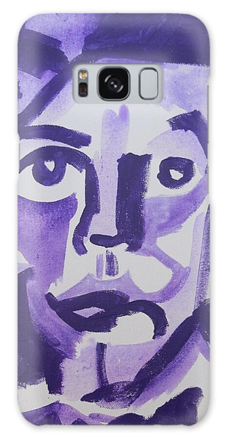 Jim Christiansen Galaxy Case featuring the painting Self portrait in purple by James Christiansen