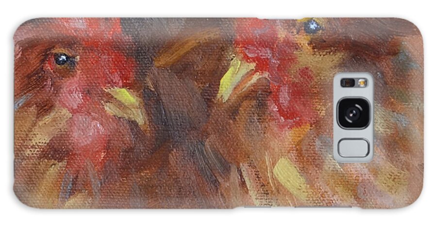 Chickens Galaxy Case featuring the painting Sharing a Square Box by Carol Berning