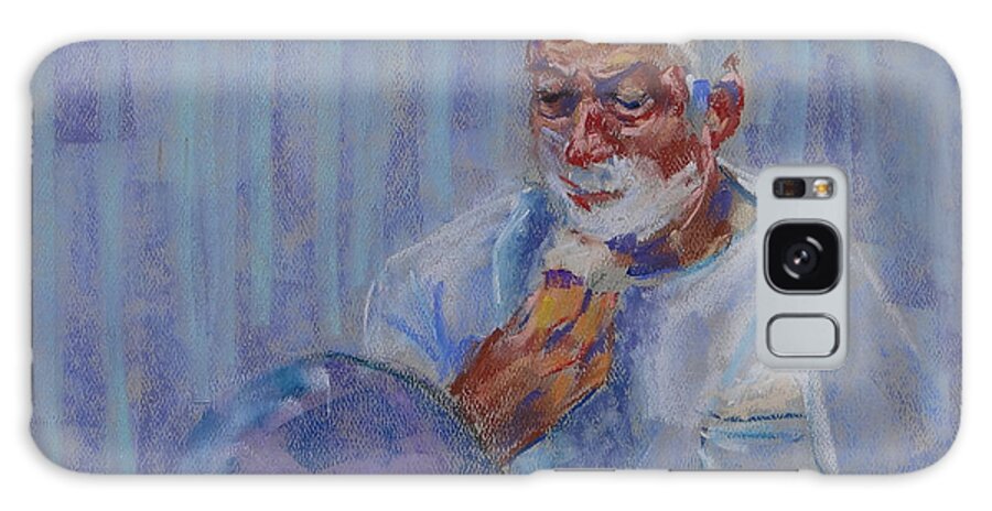 Man Shaving Galaxy Case featuring the painting Shave and a Haircut by Carol Berning