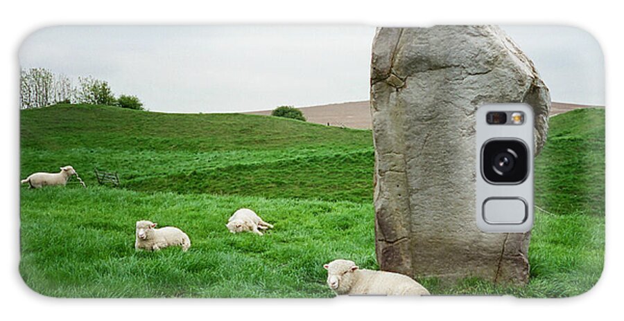 Standing Stone Galaxy Case featuring the photograph Sheep at Avebury Stones - original by Marilyn Wilson