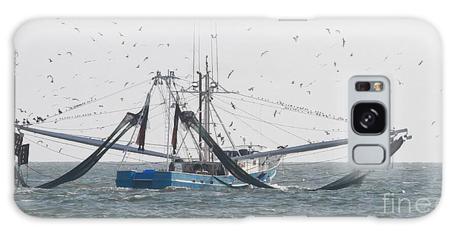 Pamlico Sound Galaxy Case featuring the photograph Shrimp Boat and Birds by Cathy Lindsey