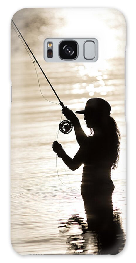 Silhouette Of Woman Fly-fishing Galaxy S8 Case by Chris Ross