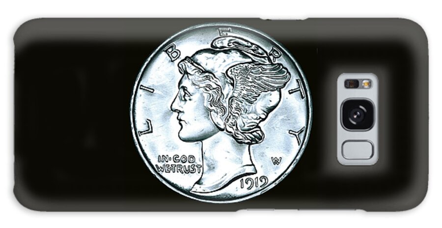 Coin Galaxy Case featuring the drawing Black Silver Mercury Dime by Fred Larucci